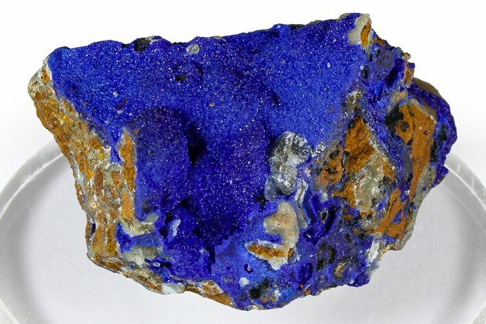 Sparkling Blue Azurite Crystals on Smithsonite - Congo #372242